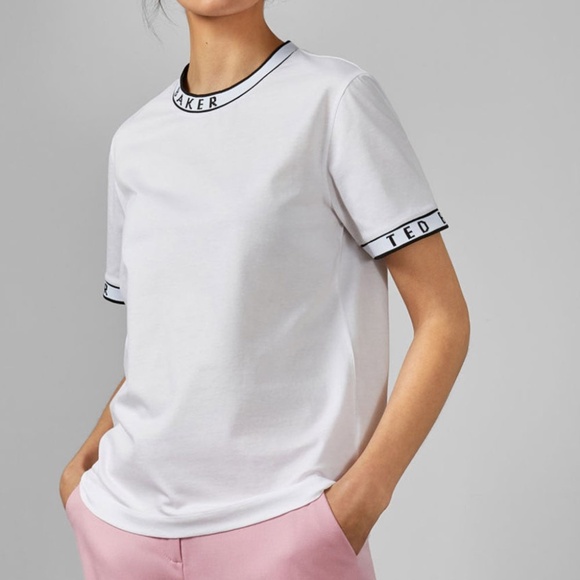 Size 12 NWT Ted Baker Branded Ribbed Tee - Picture 4 of 7